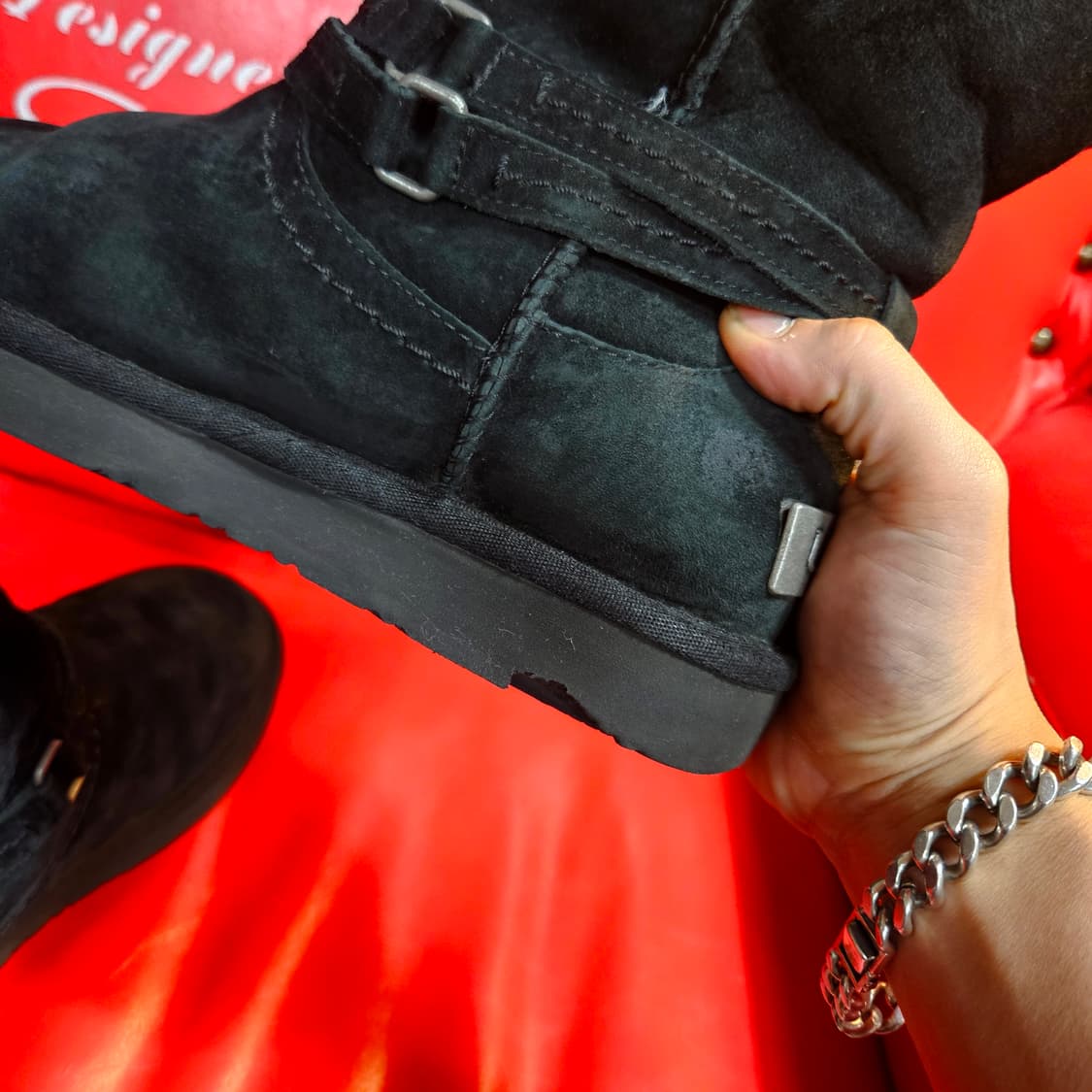 어그(UGG) 빈티지 양털 스트렙 부츠 38size(240) 상품이미지4