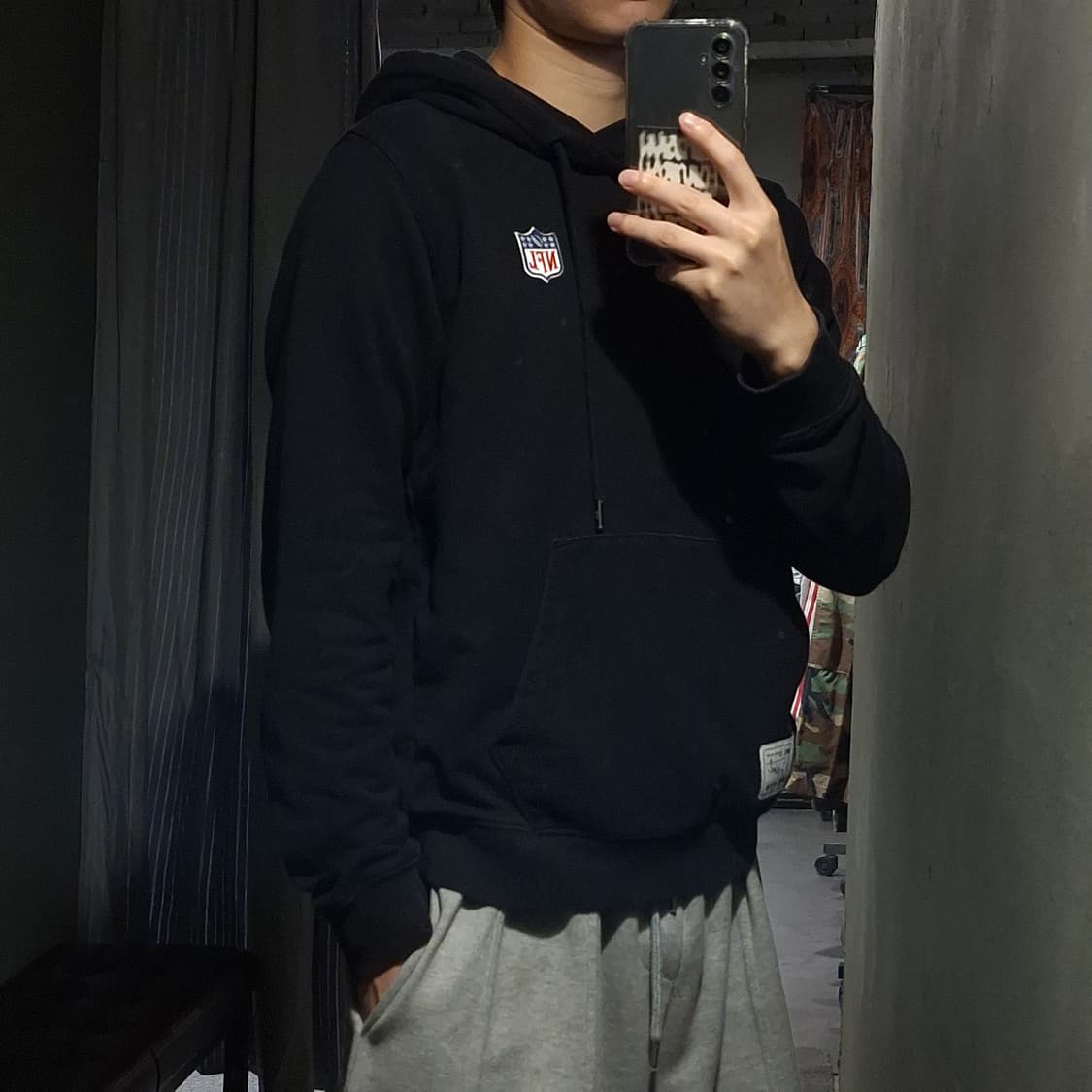 NFL 엔에프엘 블랙 자수로고 로고패치 코튼 블렌드 후드 티셔츠 M 상품이미지2