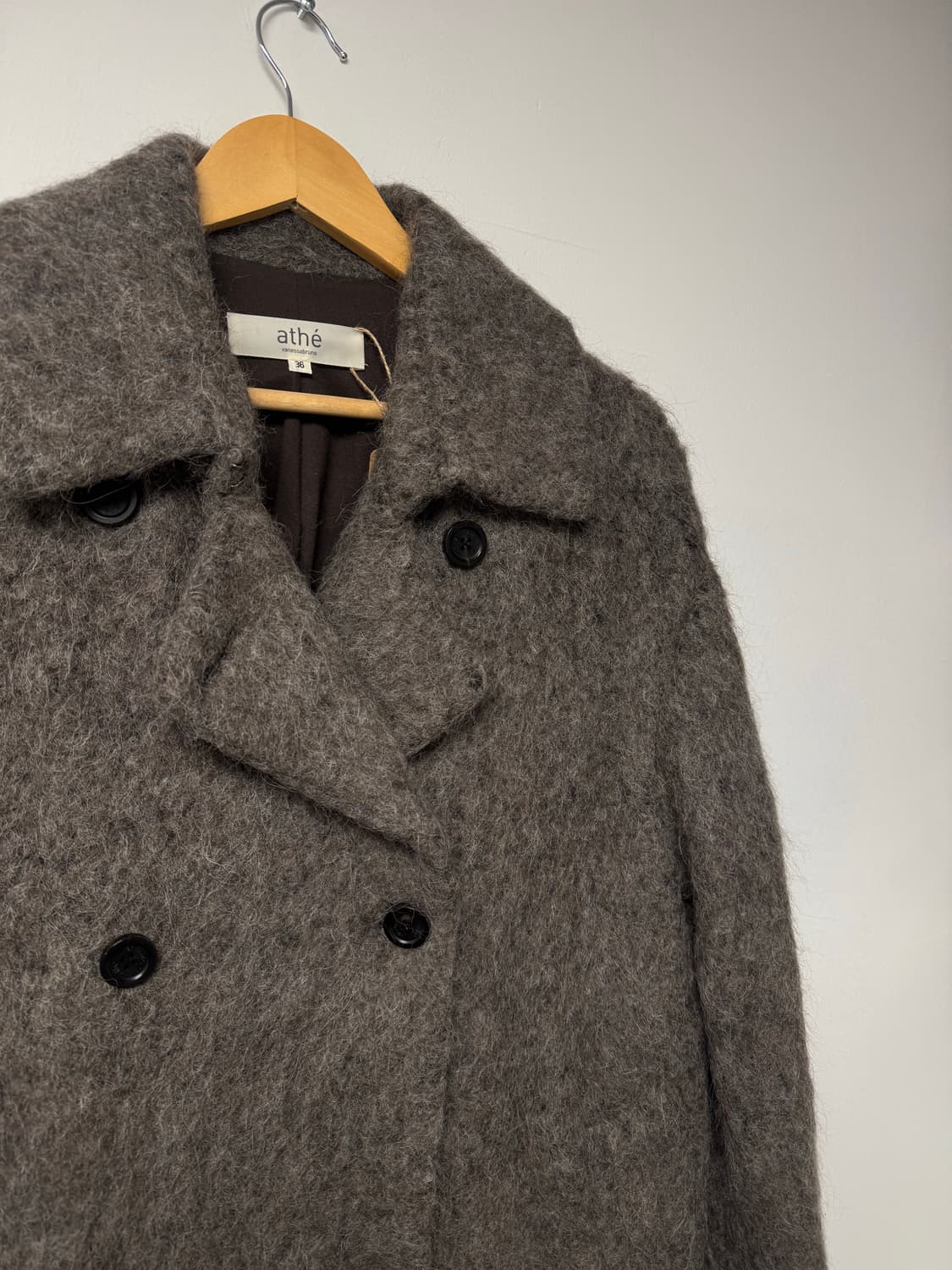아떼바네사브루노 알파카 모헤어 오버핏 부클 더블 반코트 36 상품이미지4