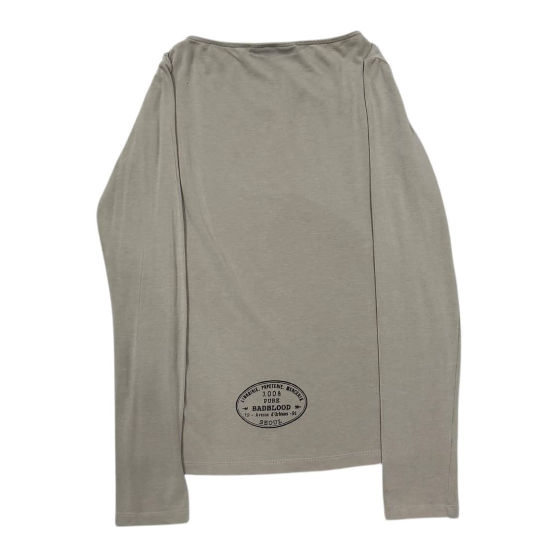 배드블러드 보트넥 루즈핏 롱슬리브 티셔츠 샌드 브라운 S 상품이미지3