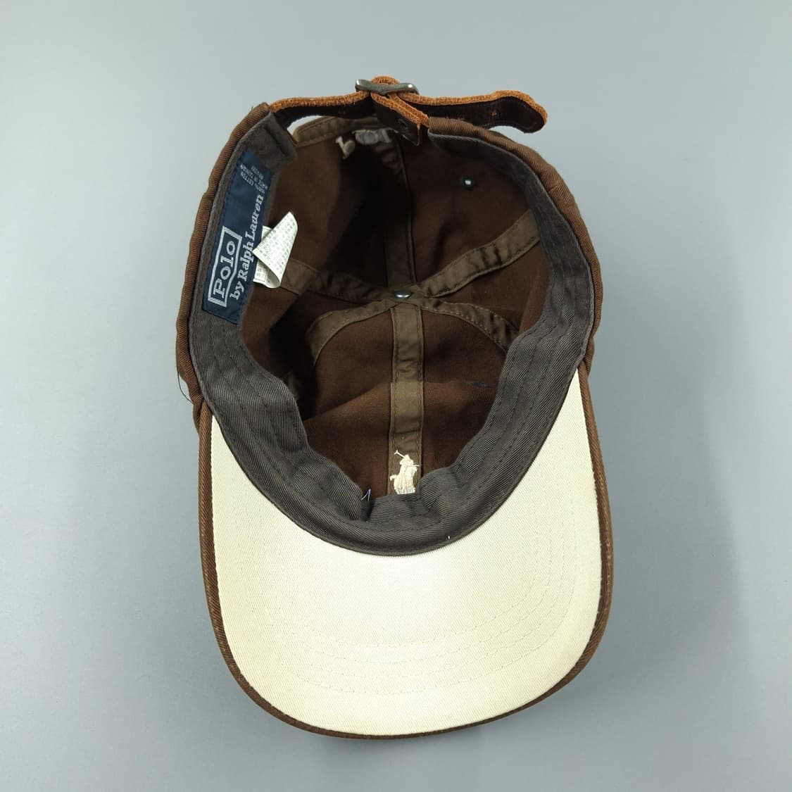 폴로랄프로렌 두산 00s 브라운 화이트포니 레더스트랩 코튼 볼캡 야구모자 상품이미지8
