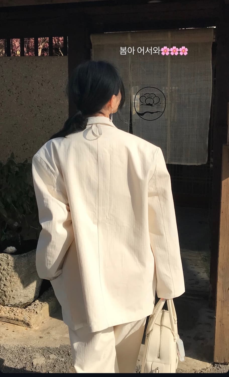 새상품)파르벵 farven 헤링본 워크 자켓+팬츠 M 세트 아이보리 상품이미지4