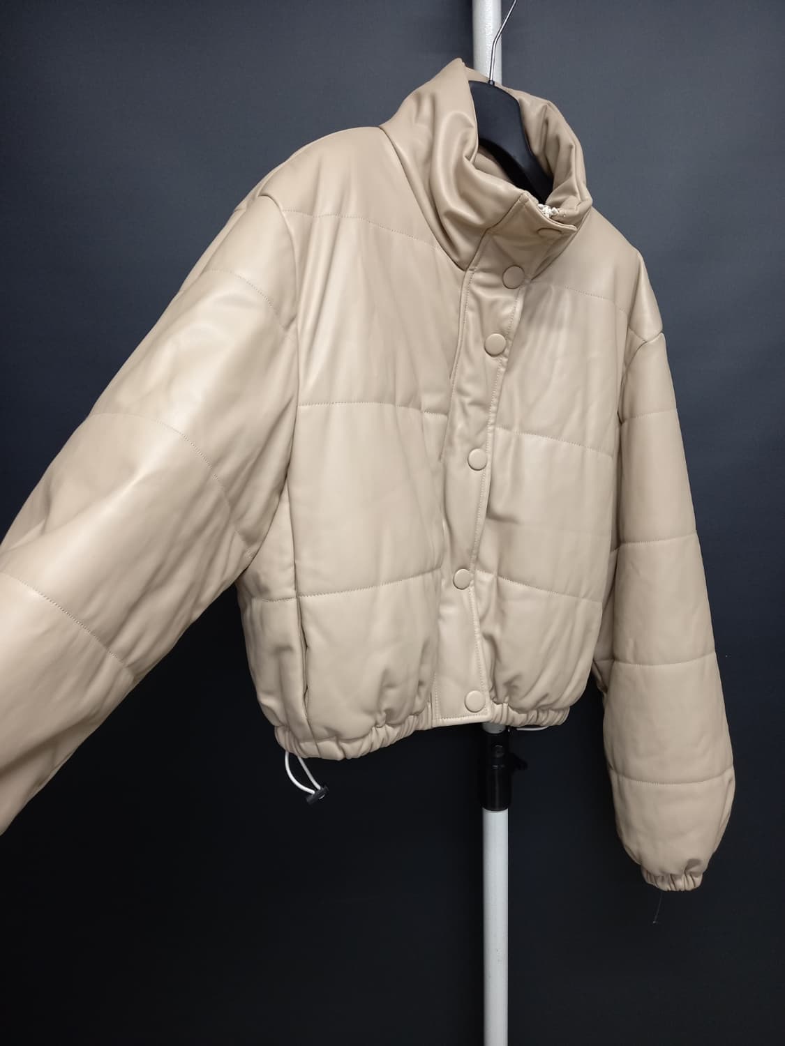 새 JS NEWYORK 페이크 레더 숏 패딩 F 33-66 상품이미지3