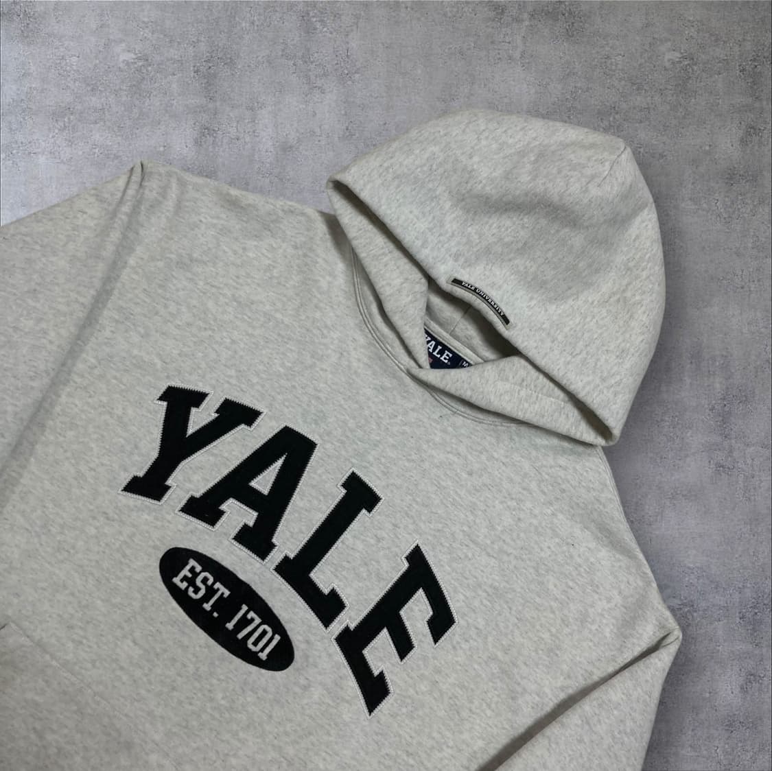 예일 스펠아웃 빅로고 그레이 후드티 상품이미지2