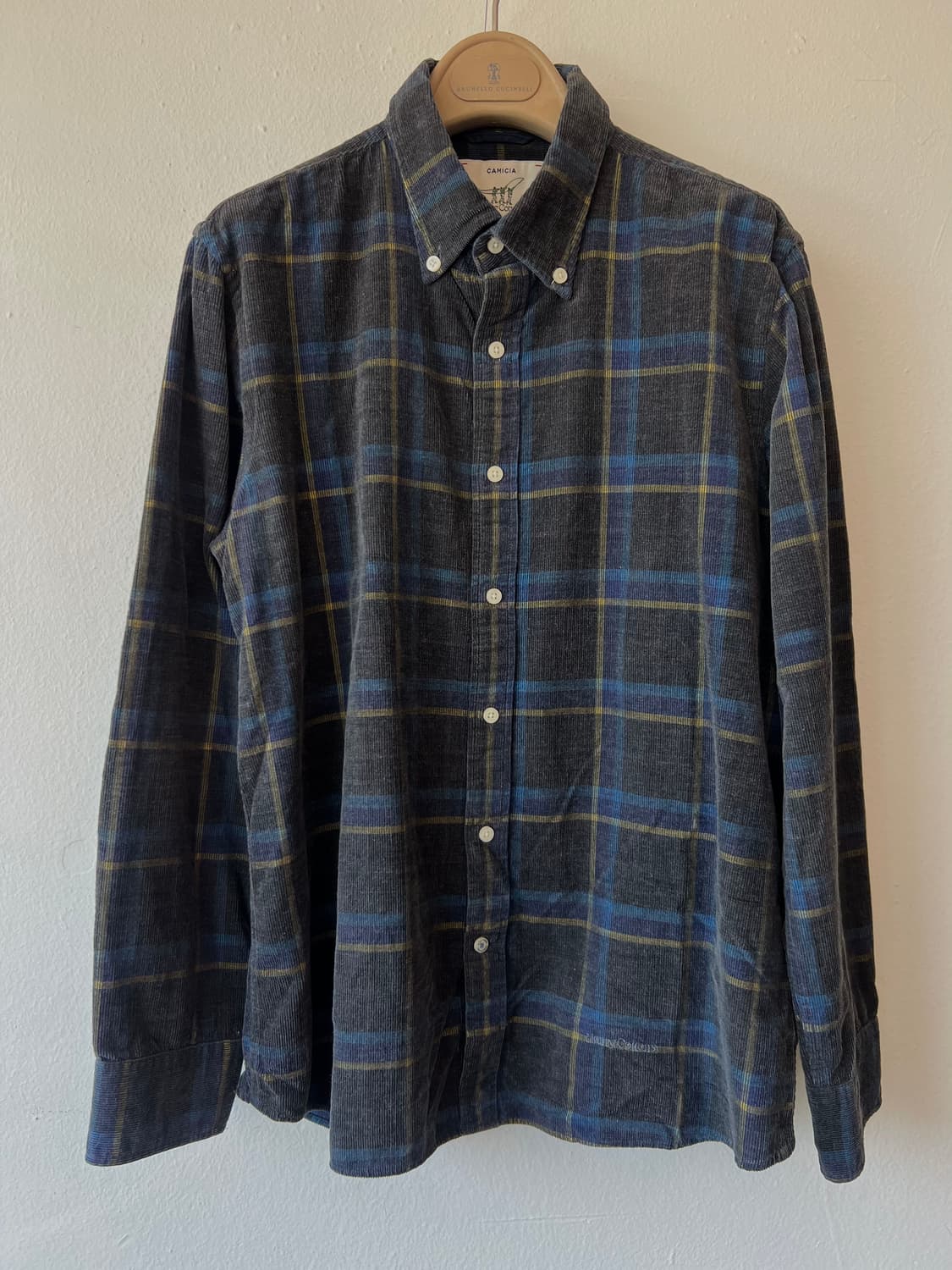 헨리코튼 여성 네이비체크 코듀로이 코튼긴팔셔츠 상품이미지2