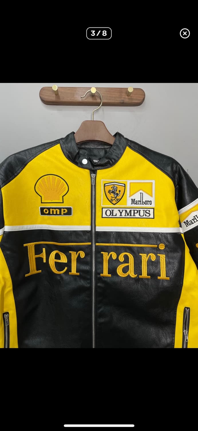페라리 말보로 패치워크 옐로우 배색 레더 레이싱자켓 A3396 상품이미지3