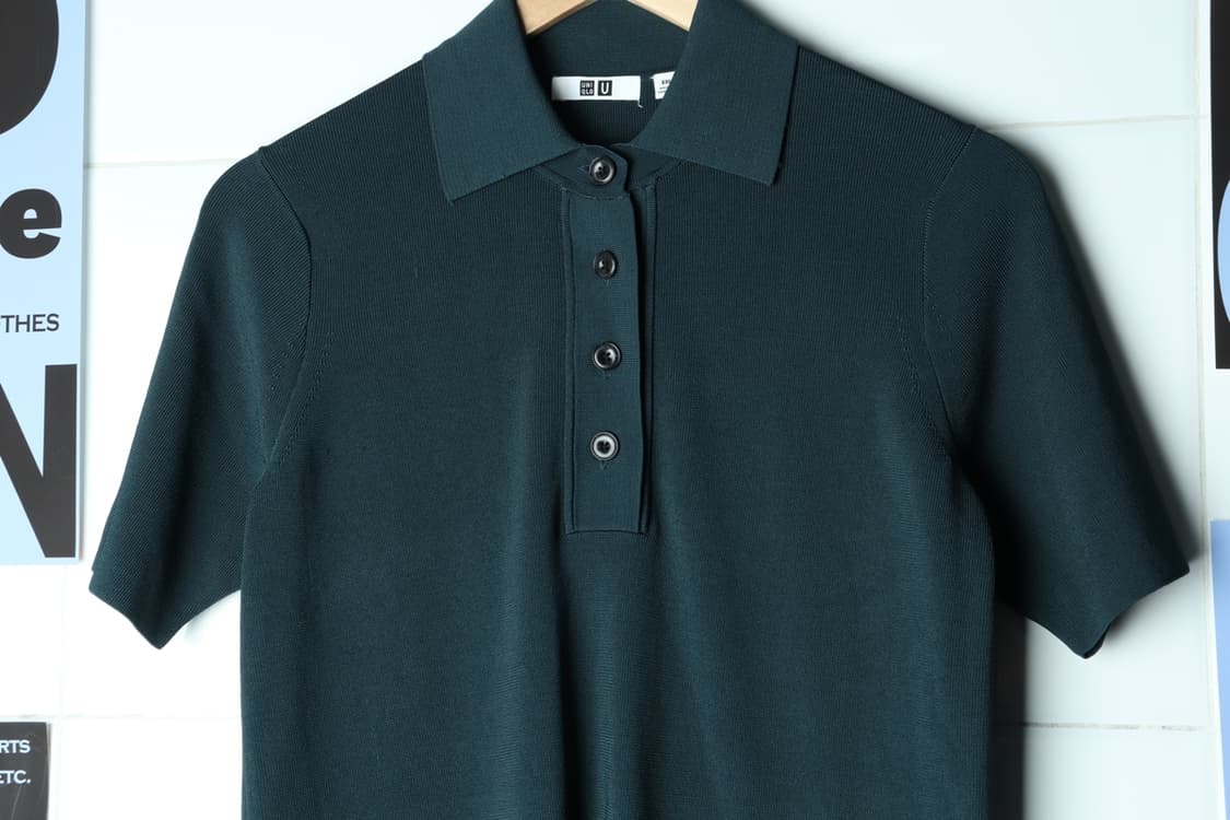 W(2XL) 유니클로 반팔 카라 티셔츠 시원소재 진녹색-H30742 상품이미지3