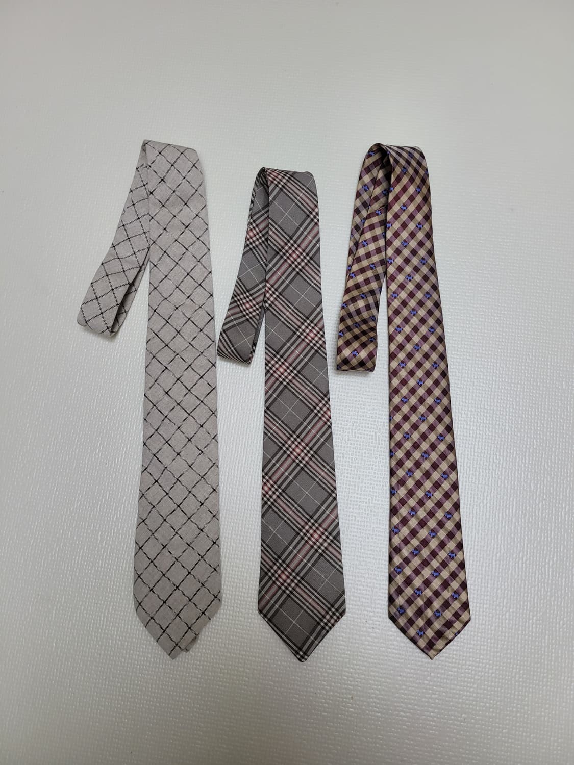 넥타이 3종 (체크패턴 아이보리, 그레이, 브라운) 상품이미지1