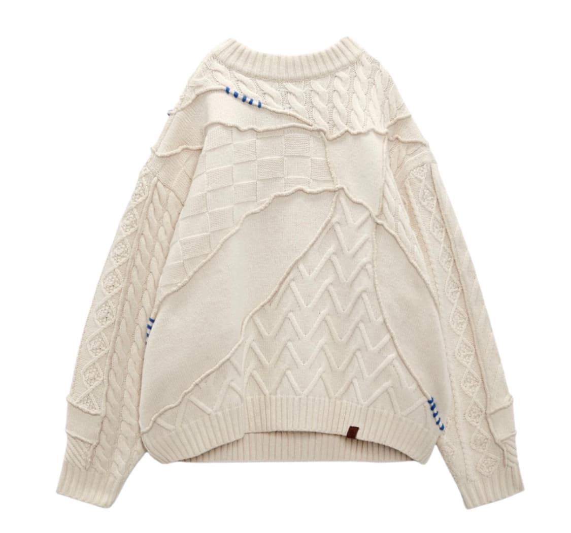자라 x 아더에러 패치워크 오버사이즈 니트 스웨터 크림 상품이미지1