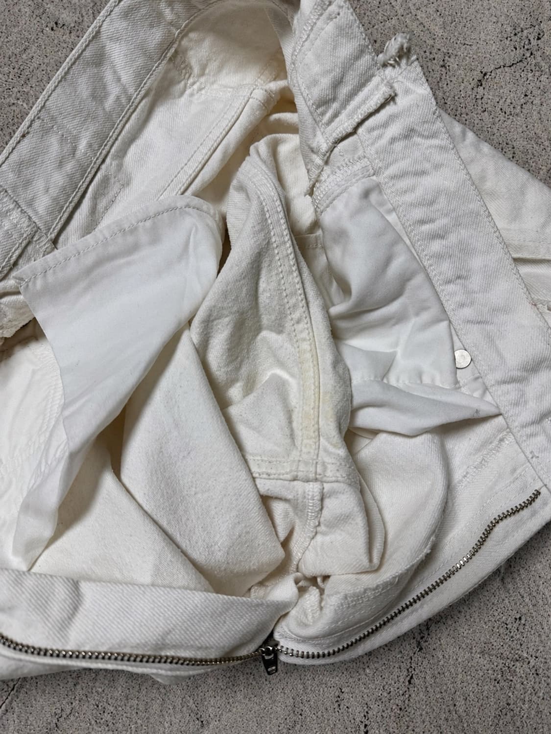 OLDPARK ZIP BAGGY JEANS, WHITE L 상품이미지9