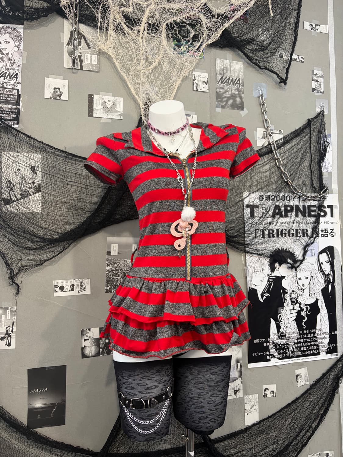 Kitsch Stripe frill half zip Top 상품이미지5