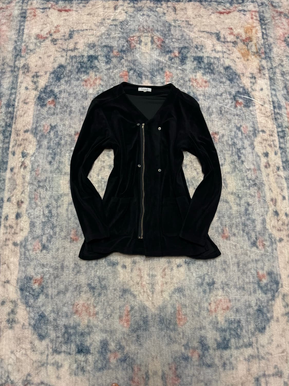 In the attic none collar velour cardigan 상품이미지2