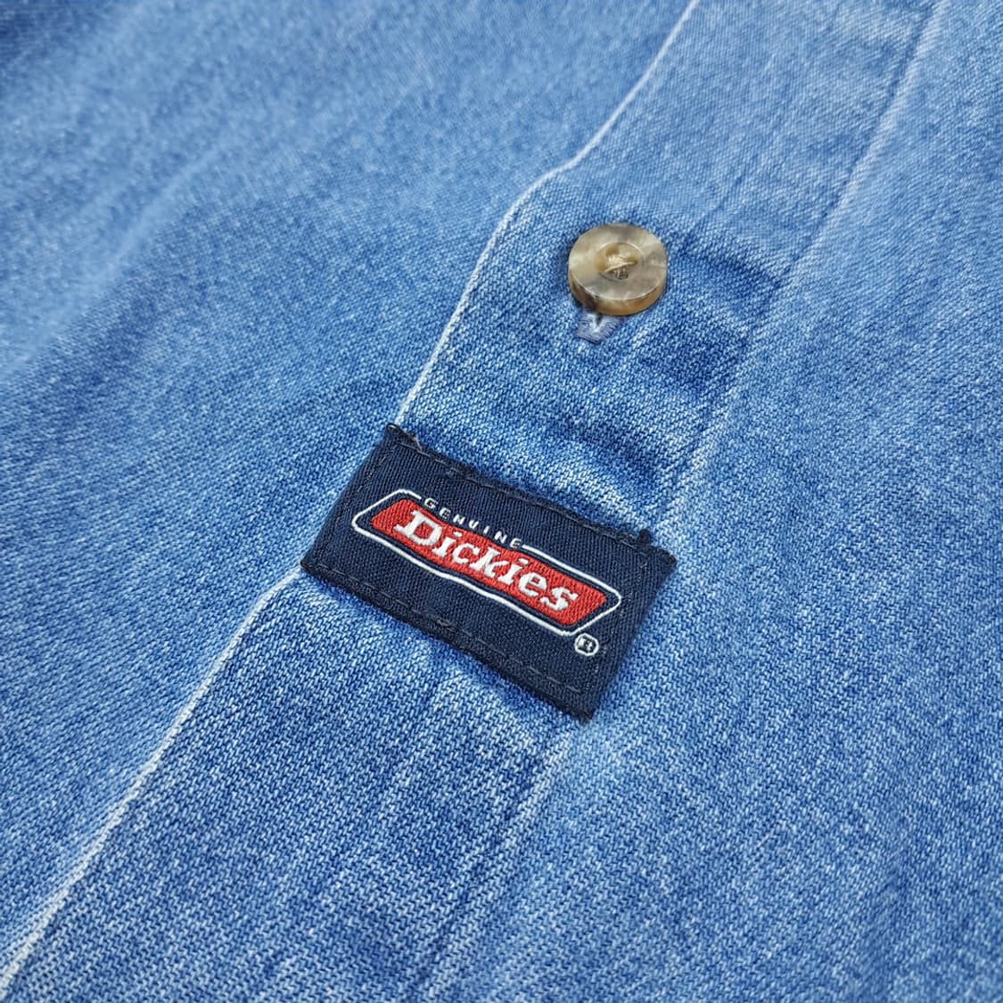 CL511 M 디키즈 90s 멕시코판 코튼 버튼다운 중청 데님셔츠 남방 상품이미지5