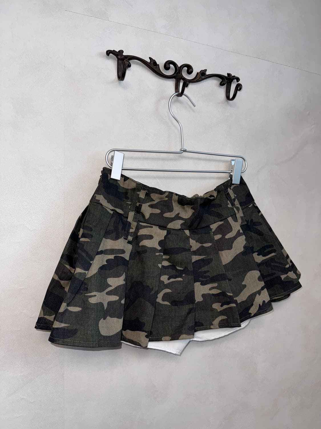 Khaki camouflage pleats mini skirt 상품이미지2