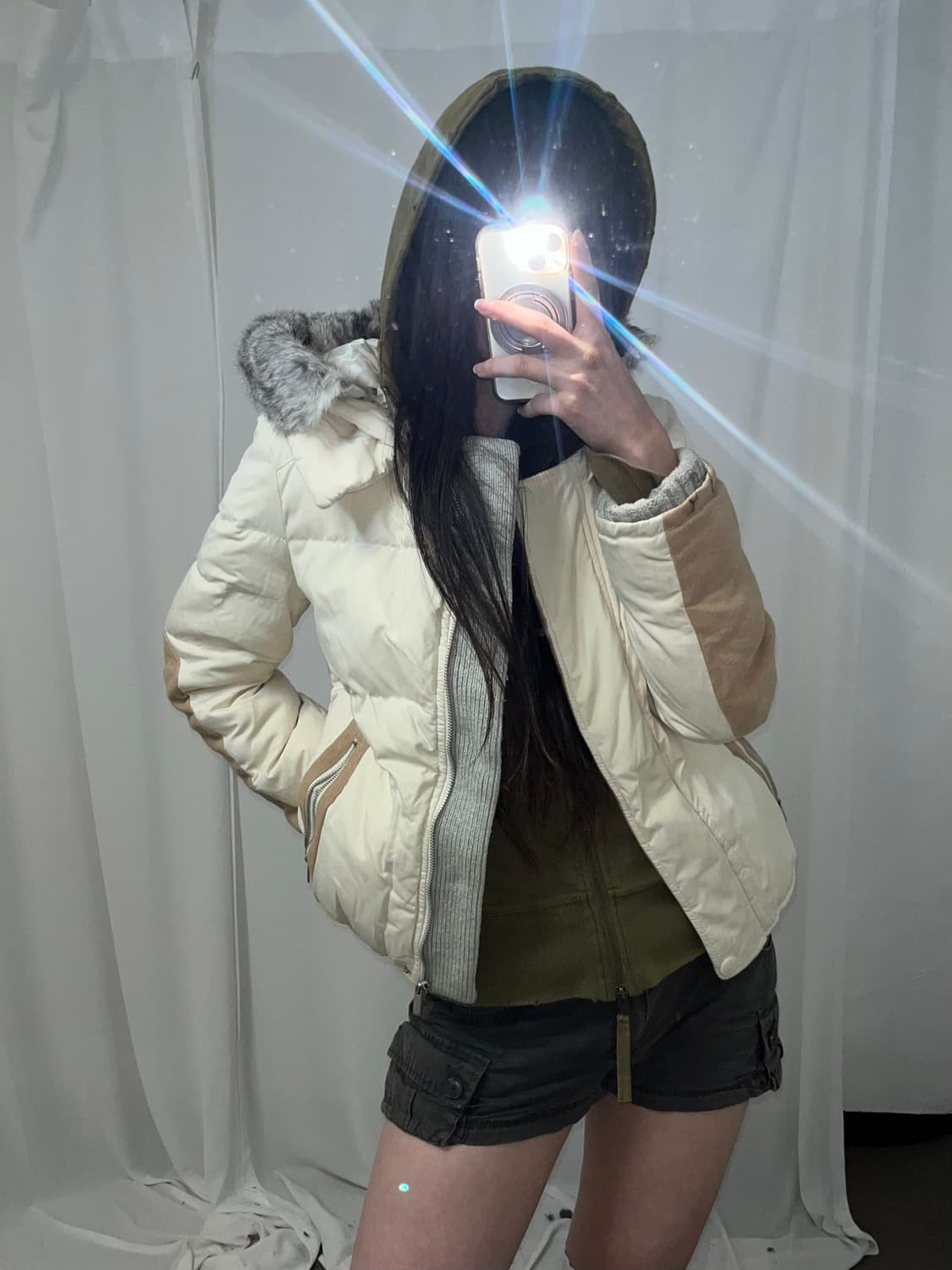 재패니즈걸st 베이지 래빗퍼 패딩 상품이미지5