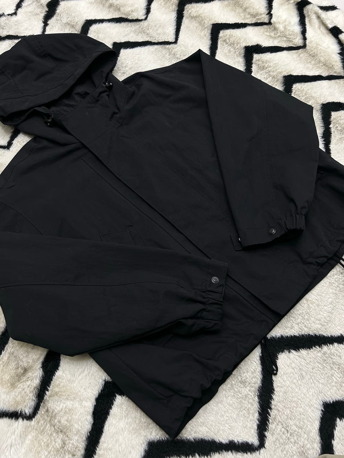 [L]시스템옴므 오버핏 숏 후드 자켓/블랙 상품이미지1