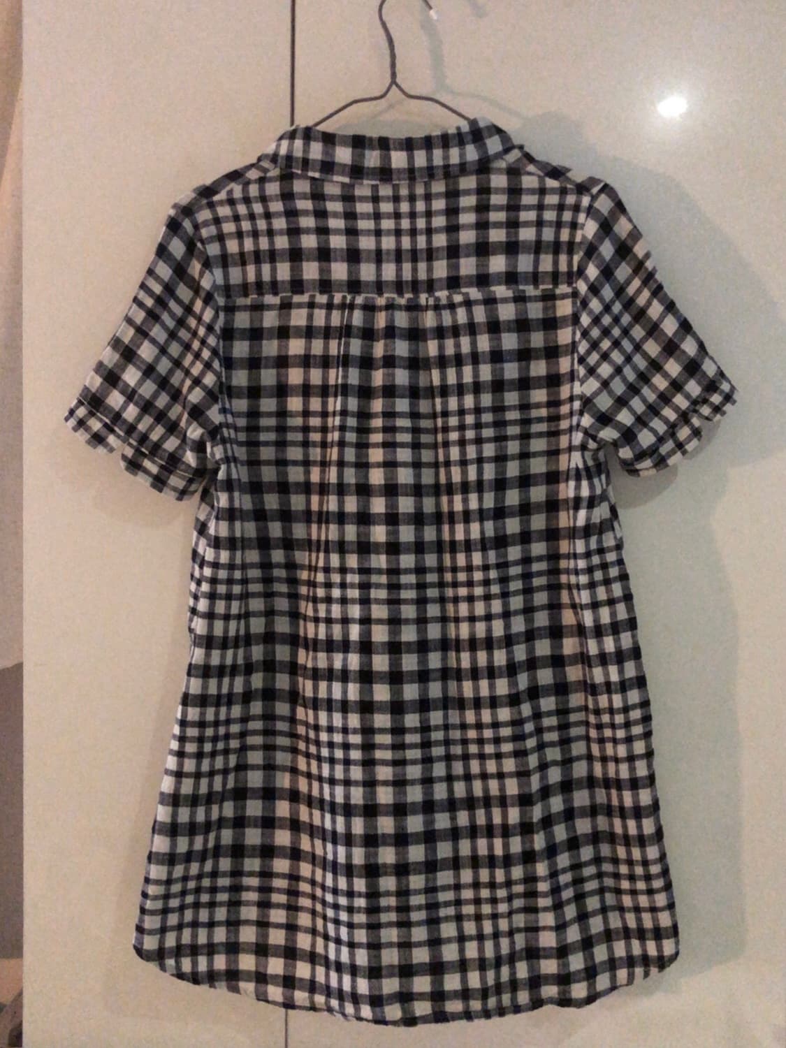 빈티지 단추 포인트 체크 셔츠 원피스 상품이미지4
