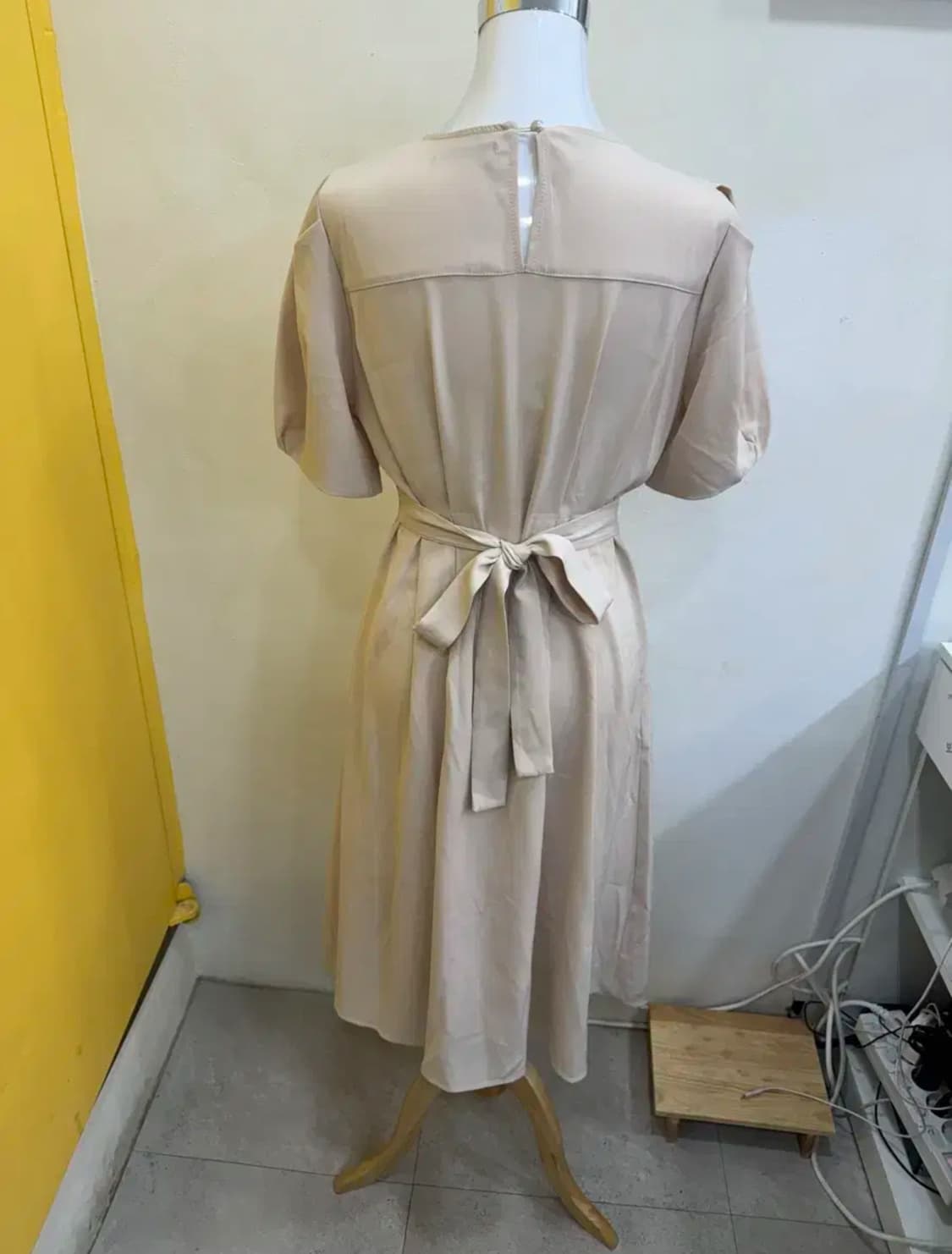 vtg 미센스(ME:SENSE) 베이지 핀턱 리본 원피스 상품이미지2