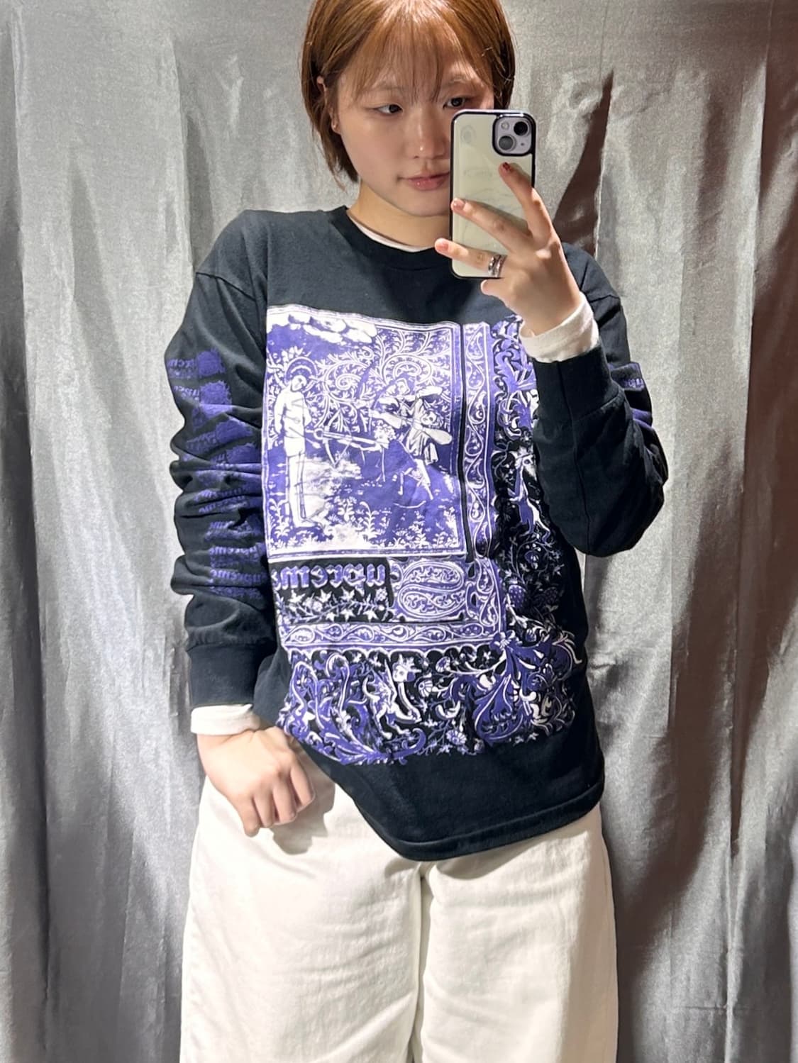 M 슈프림 스펠링 빅로고 퍼플 프린팅 롱슬리브 상품이미지1