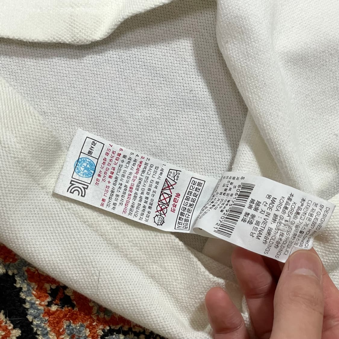 게스 GUESS 오렌지 로고 화이트 반팔 카라티 여성M 상품이미지5
