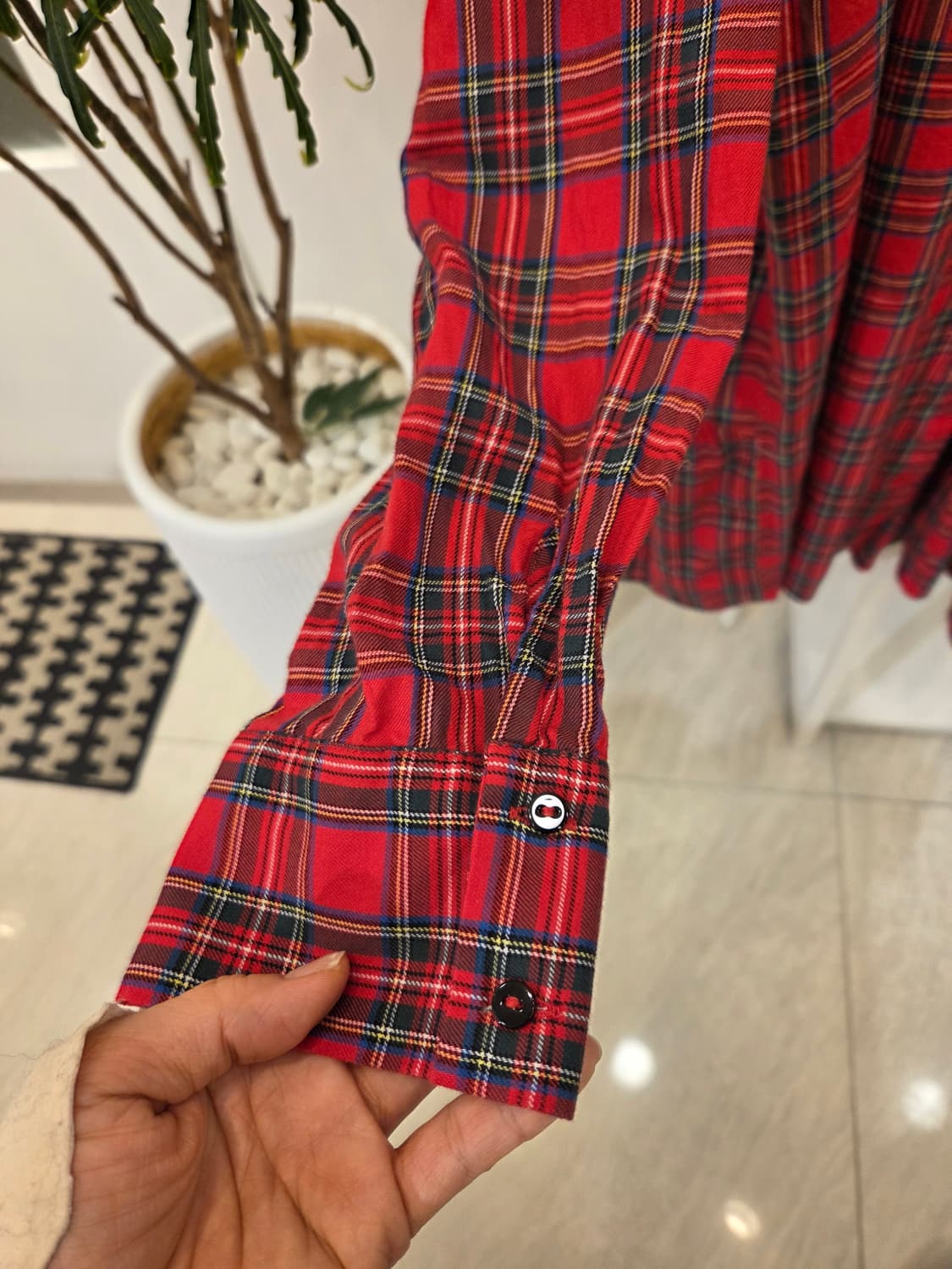 자라 체크 셔링 언발란스 셔츠겸 원피스 상품이미지6