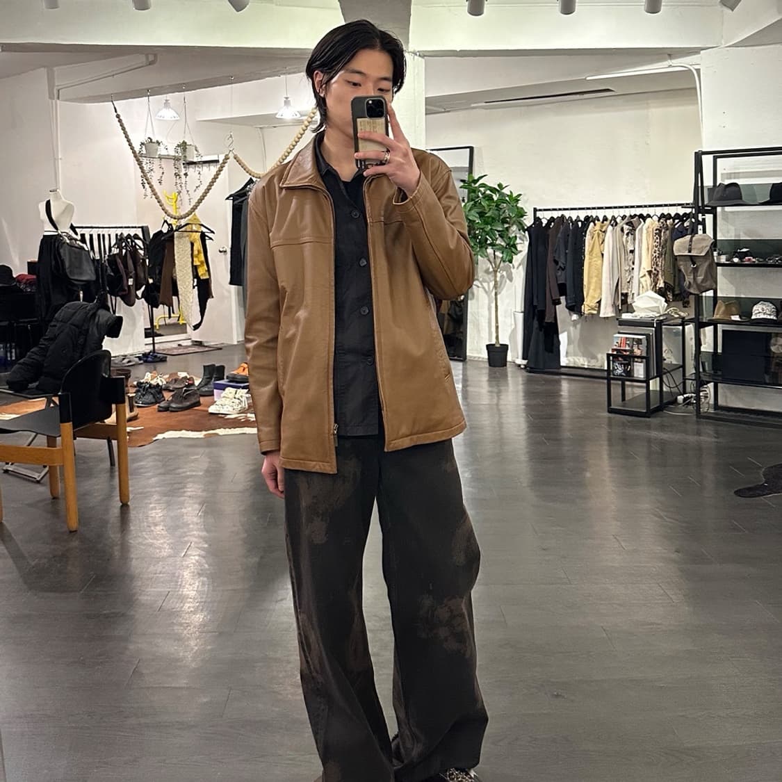 발망 집업 레더 자켓 상품이미지4