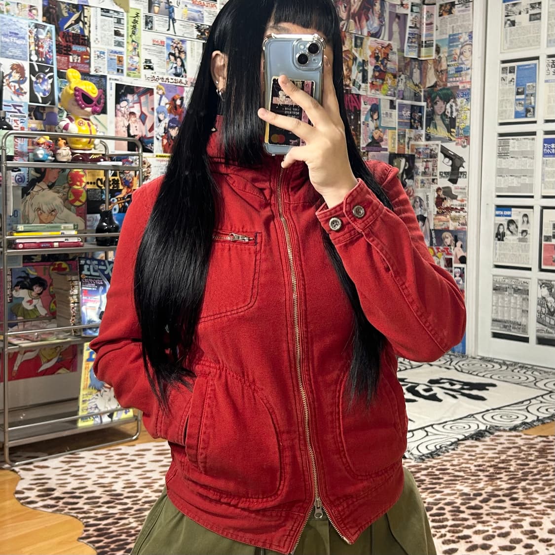 JPN 레드 하이넥 코튼 투웨이 워크 후드 집업 상품이미지1