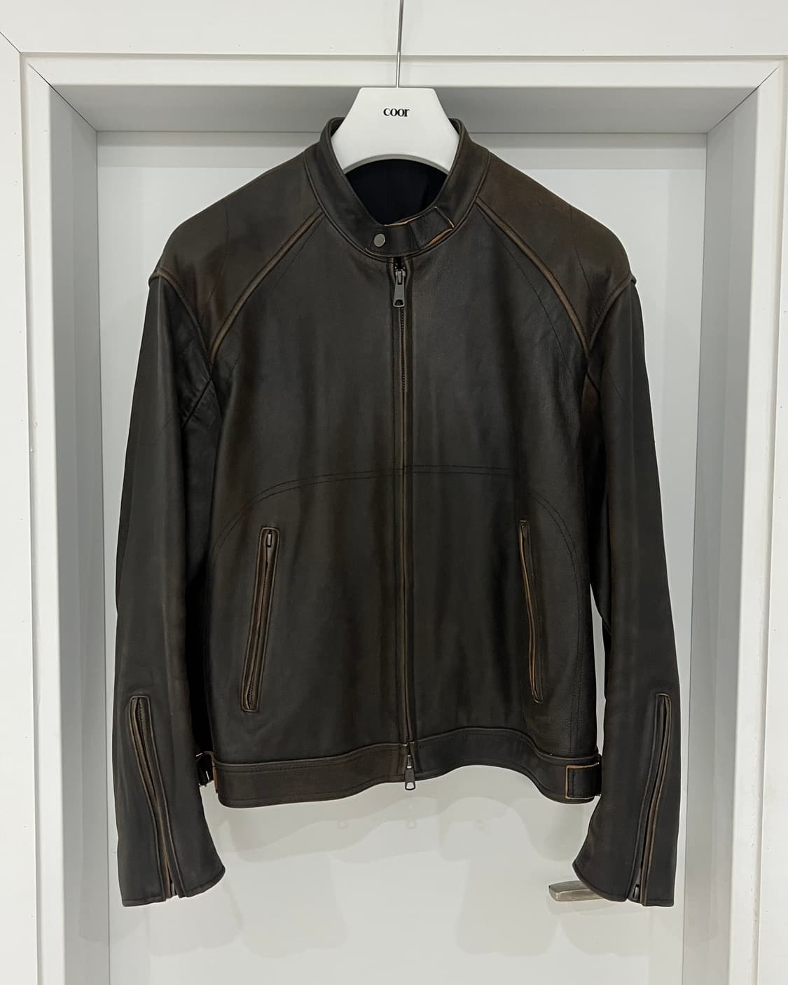 Coor Scratched Biker Jacket (Dark Brown) 상품이미지6