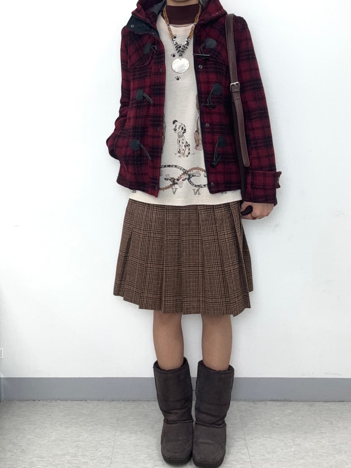 빈티지 레드 후드 더플 하프 울 코트 상품이미지10