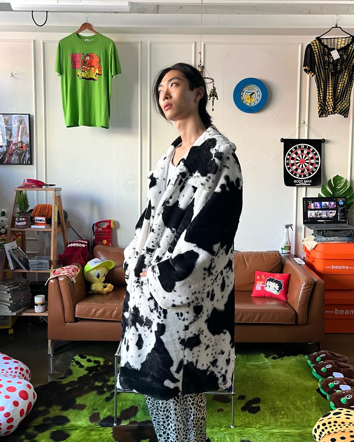 Jpn Vintage Dalmatian Faux Fur Long Coat 상품이미지3