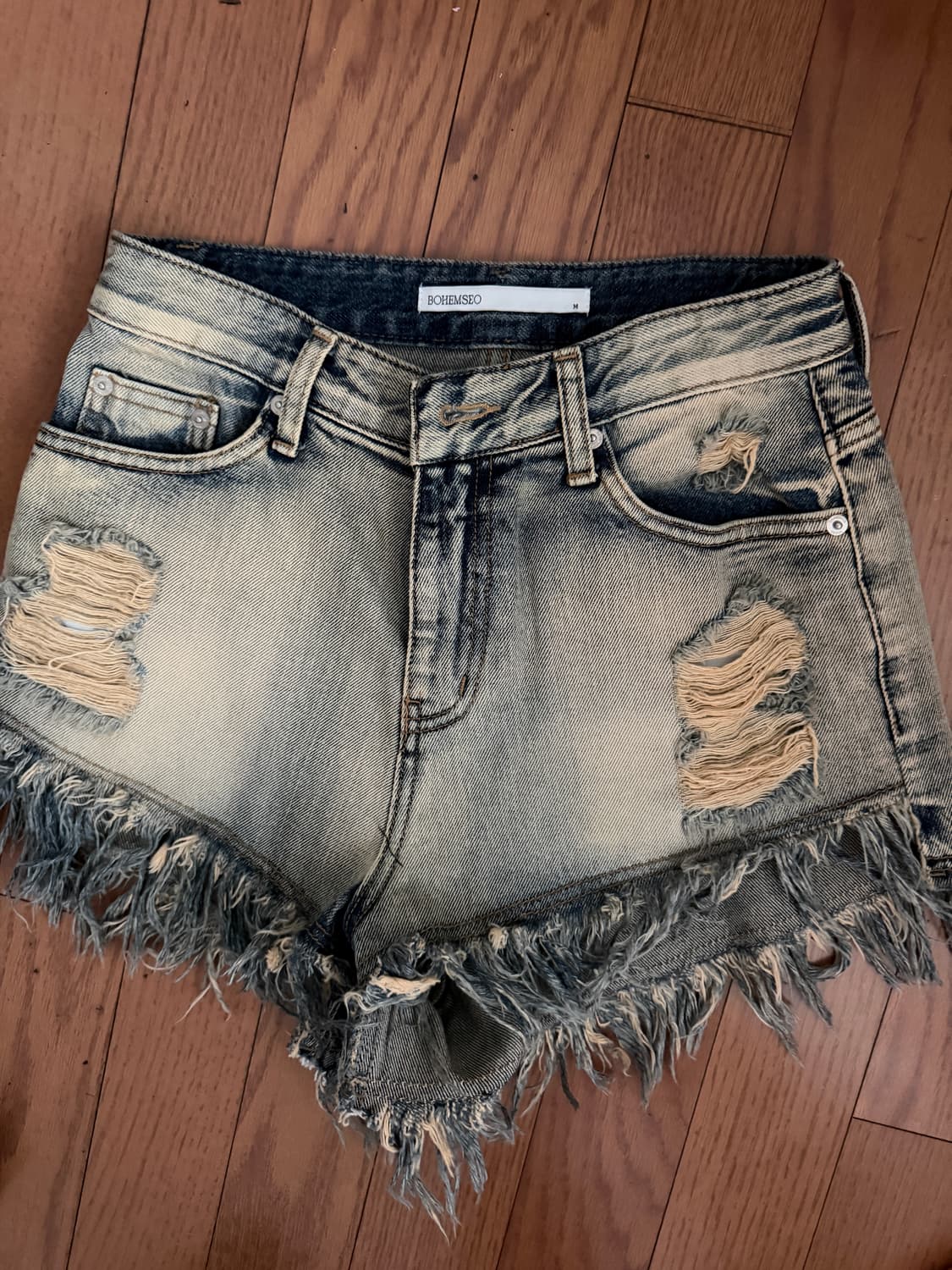 보헤미안서울 데님 데미지 쇼츠 블루 23 m 상품이미지2
