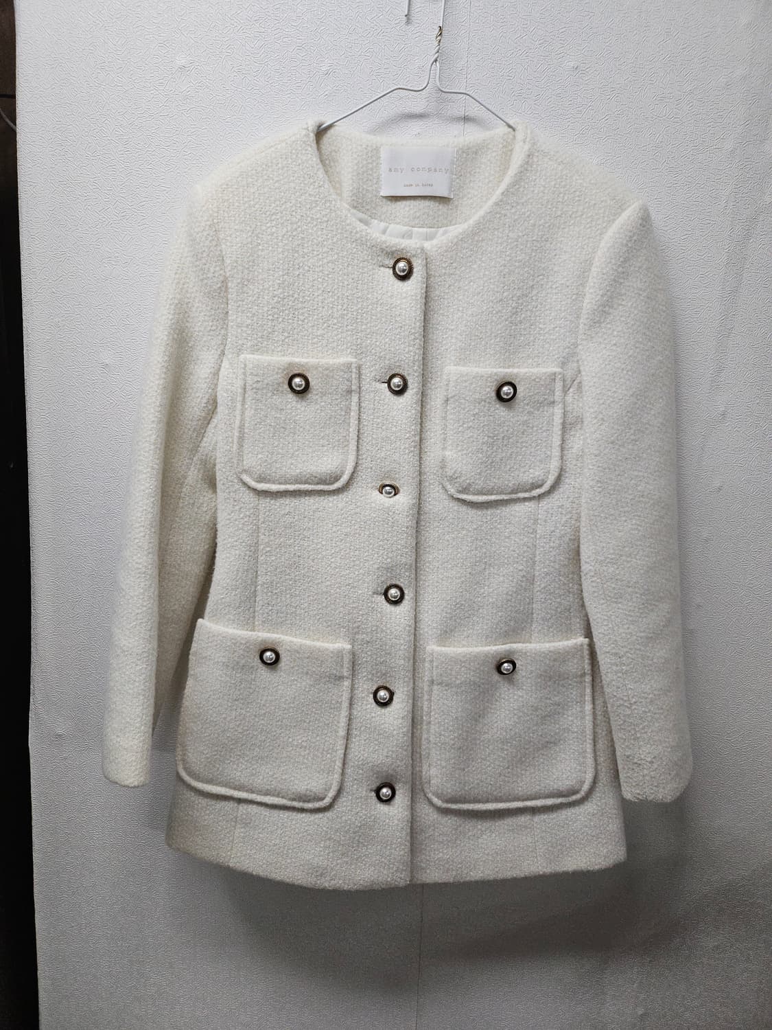 아이보리 트위드 진주버튼 자켓 S 상품이미지2