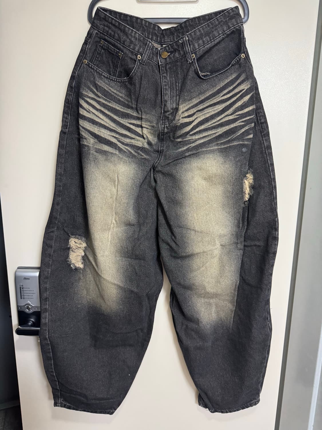 트릴리온 데미지 워싱 빅 와이드 벌룬 데님 팬츠 YELLOW BLACK 상품이미지1