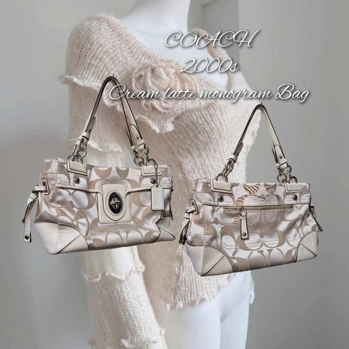 COACH 2000s Cream latte monogram Bag 상품이미지1