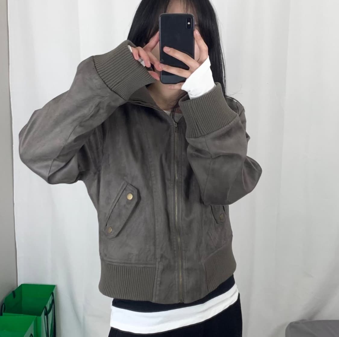 빈티지 하이넥 스웨이드 자켓 상품이미지2