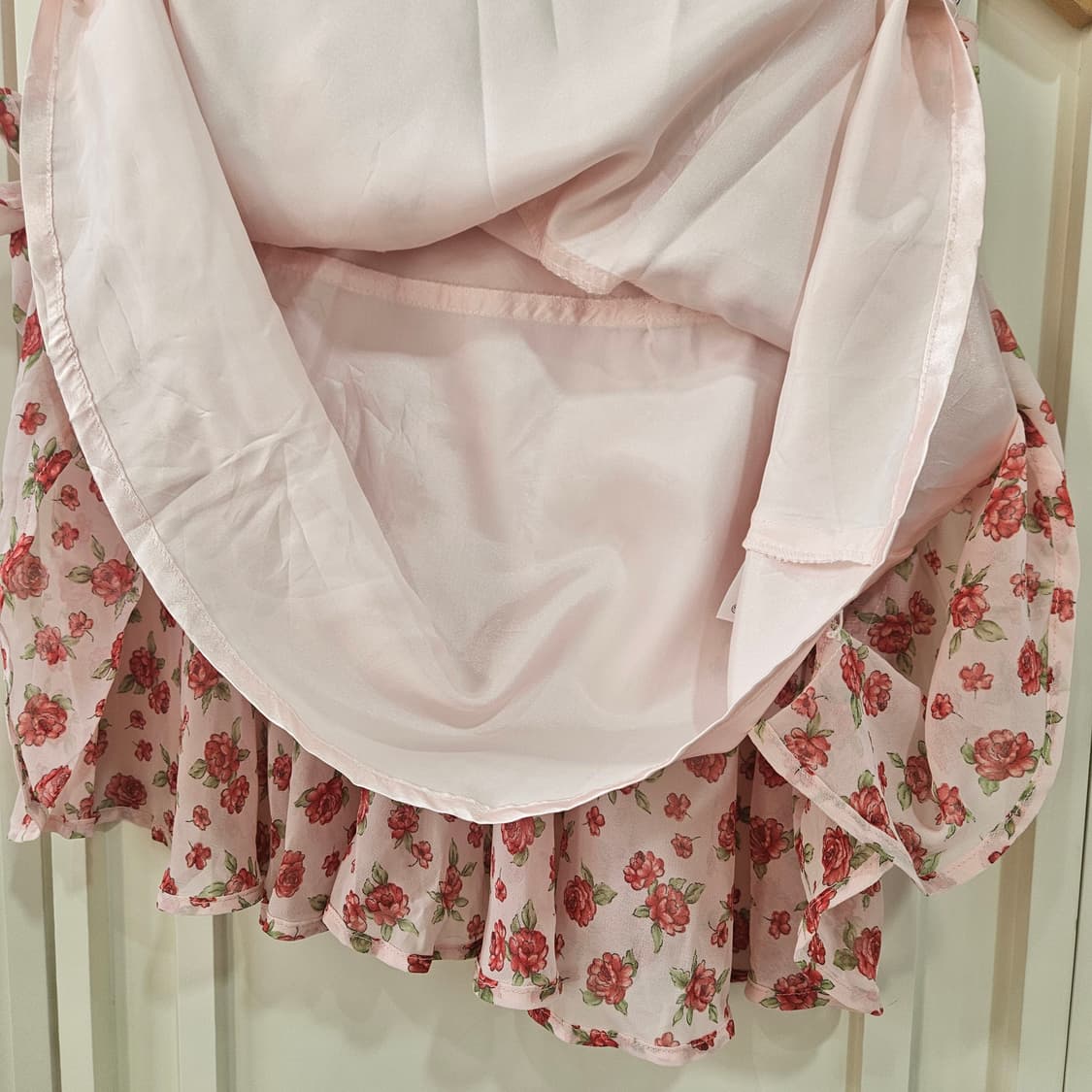 플라워 핑크 쉬폰 플레어 스커트 상품이미지6