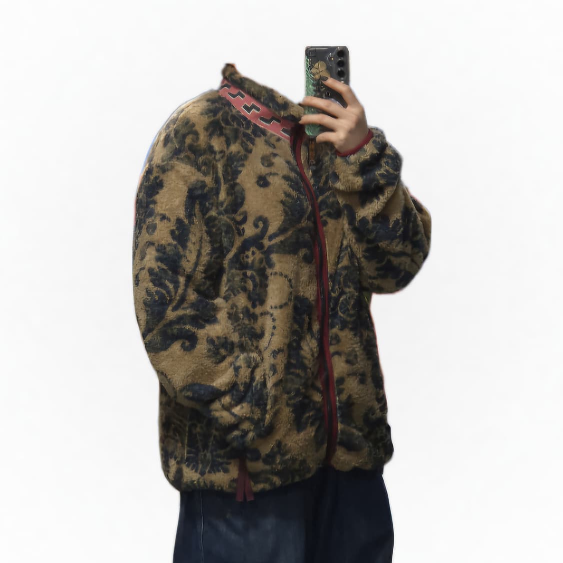 캐피탈 다마스크 패턴 플리스 집 블루종 베이지 상품이미지5