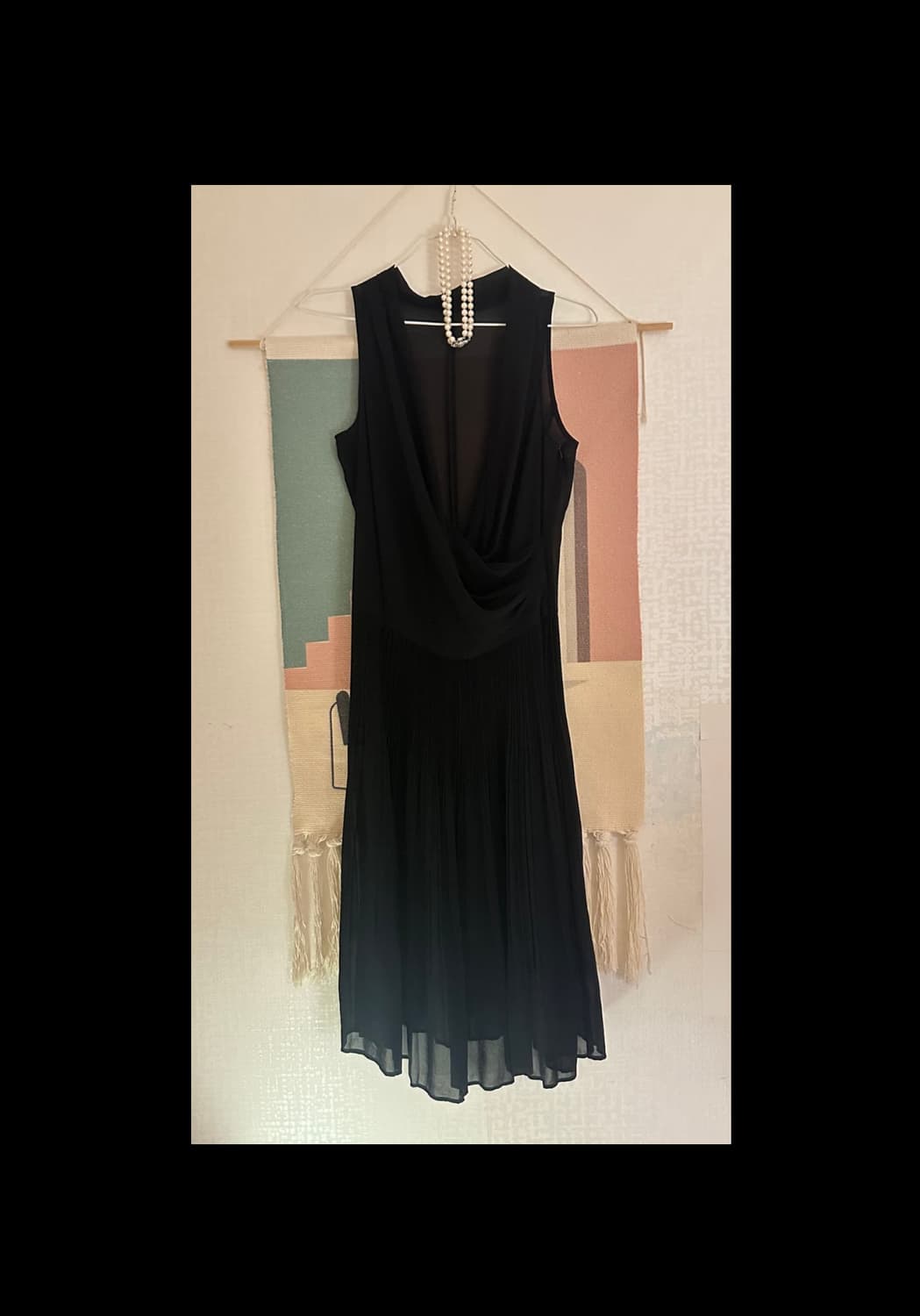 블랙 드레이프 플리츠 원피스 드레스 상품이미지1