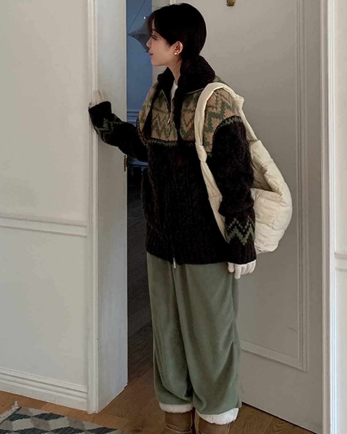 어리틀빗 freddy knit zip-up_브라운 상품이미지3