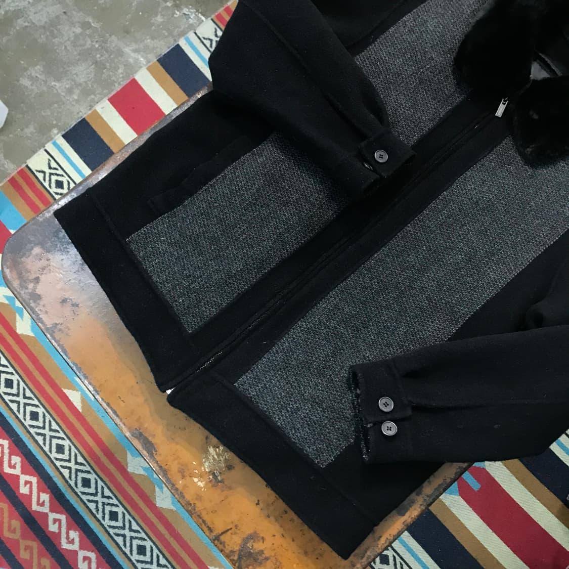 VTG 빈티지 블랙 배색 집업 블루종 자켓 남성 105 사이즈  상품이미지3