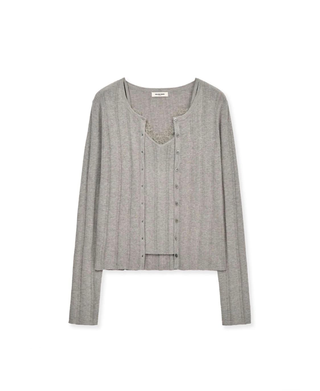 울 레이스 탑 가디건 세트 샌드베이지 헬레네파리스 상품이미지2