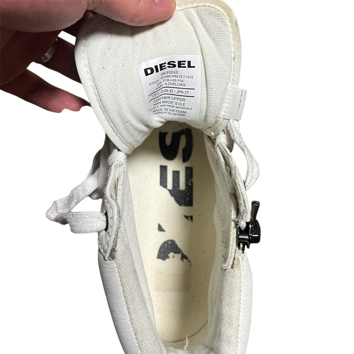 Diesel 사이드 지퍼 디테일 하이탑 화이트 270 상품이미지4