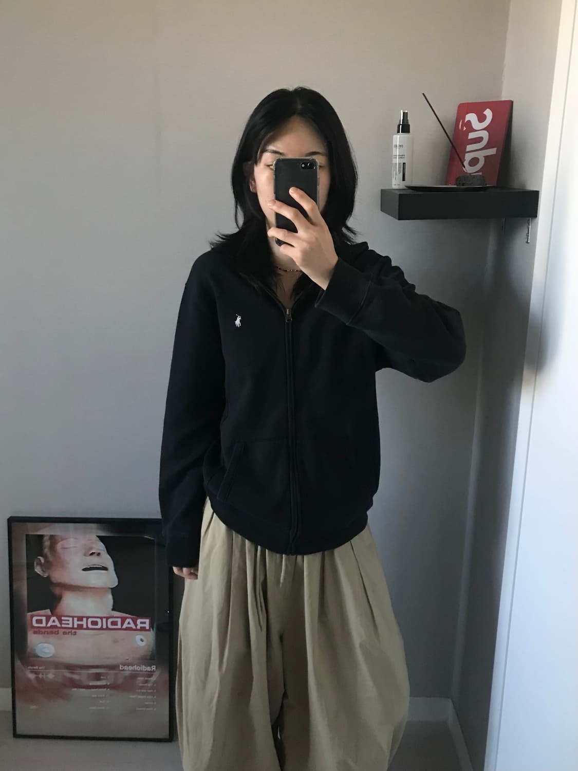 폴로 랄프로렌 포니 로고 블랙 후드집업 상품이미지3