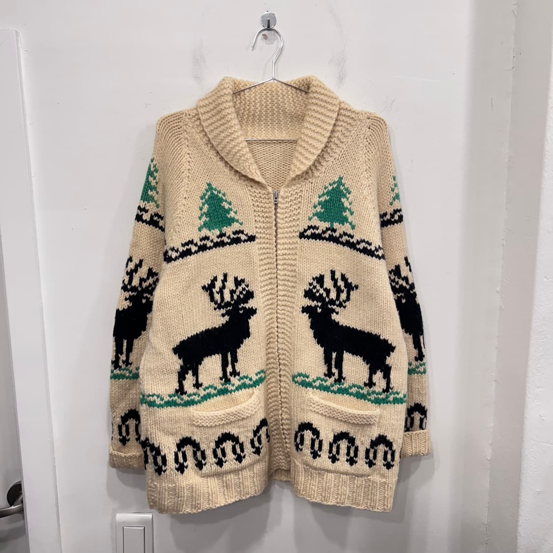 캐나다 핸드그래프트 빈티지 코위찬 니트집업 상품이미지2