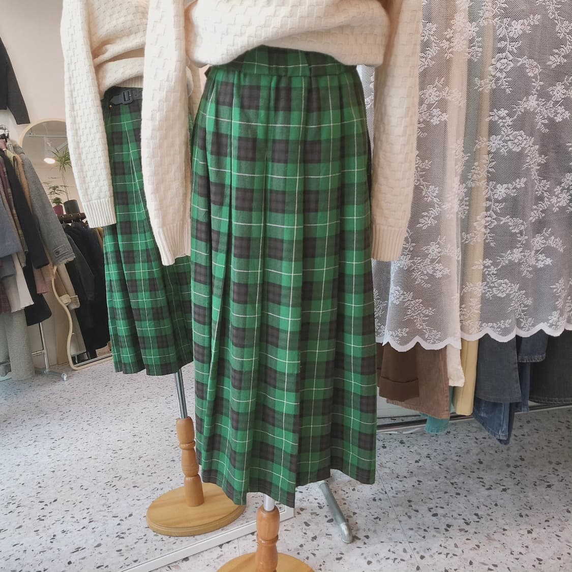 GU 사이드벨트 체크 밴딩스커트 상품이미지9