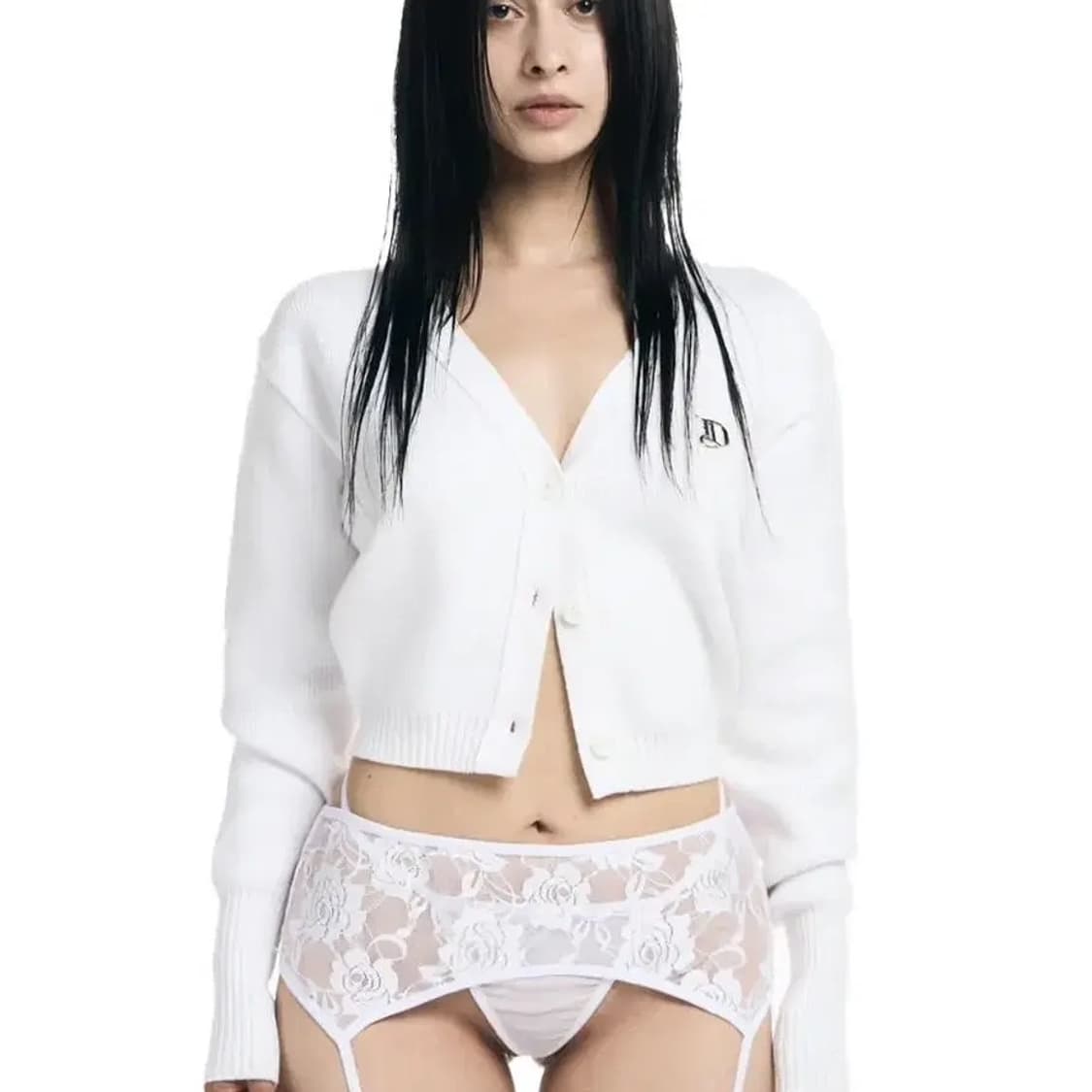 오도어 ) 본 가디건 화이트 상품이미지1