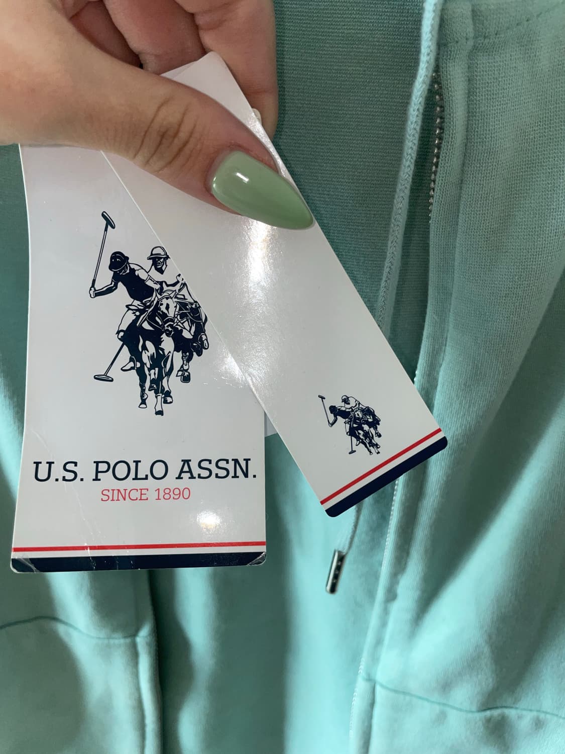 US Polo assn 민트 후드집업 90 착샷ㅇ 상품이미지2