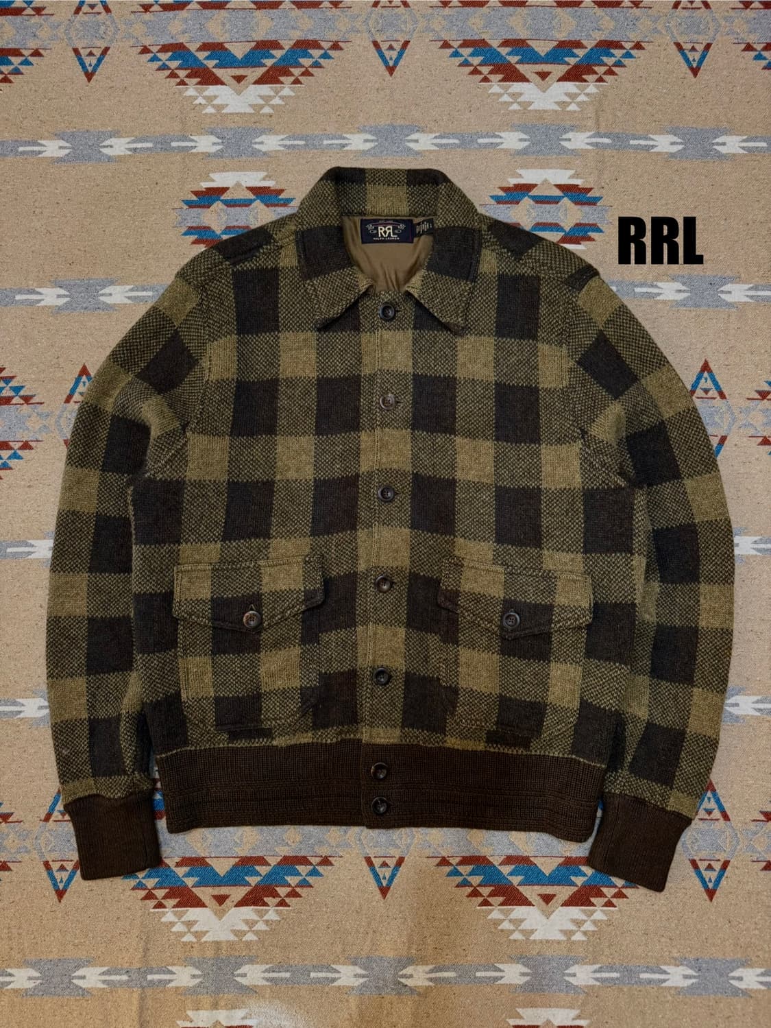 [L] RRL 더블알엘 버팔로 체크 울 자켓 브라운 상품이미지1