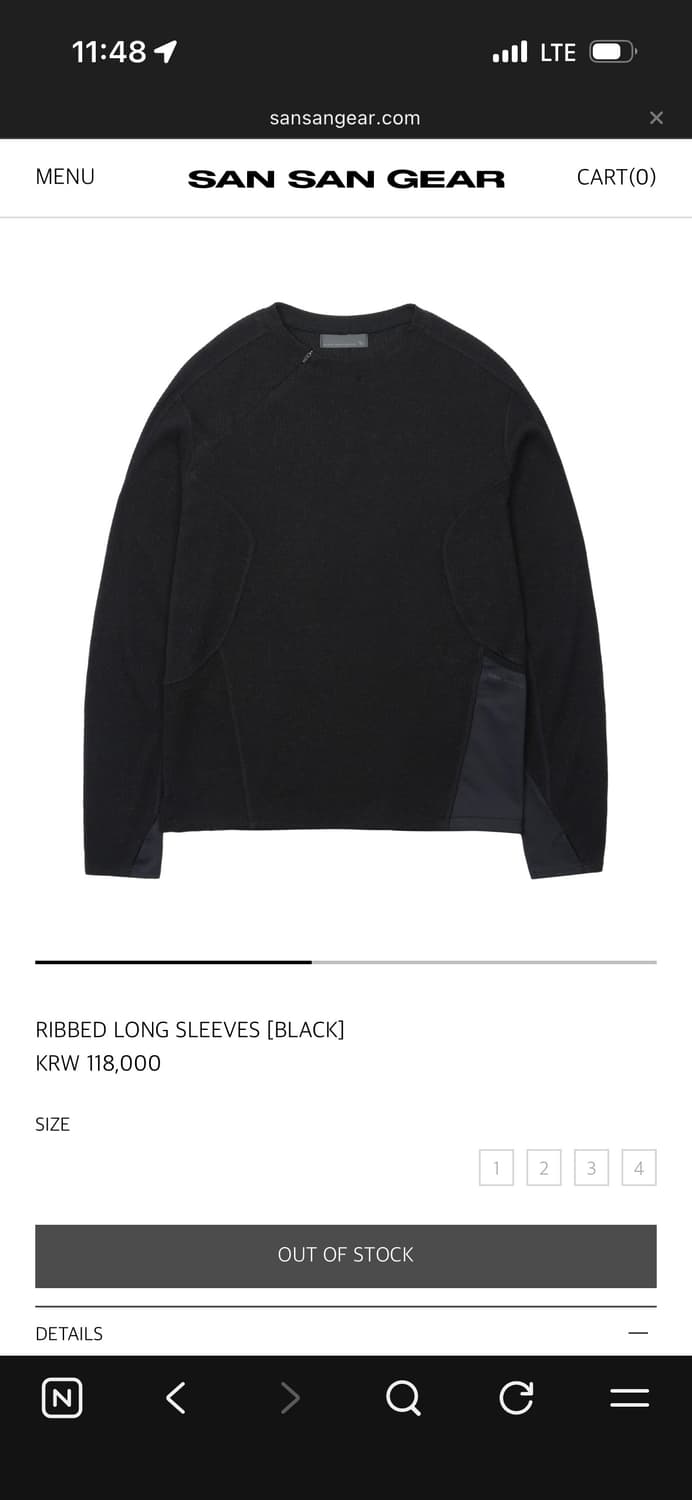 [1] 산산기어 리브드 롱슬리브 블랙 상품이미지1