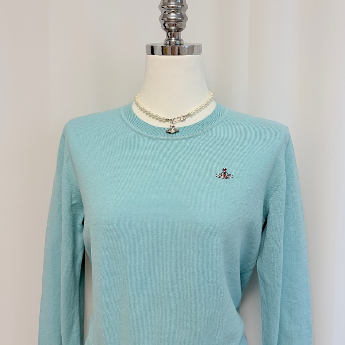 비비안웨스트우드 레드라벨 코튼 크루넥 니트-민트 상품이미지3